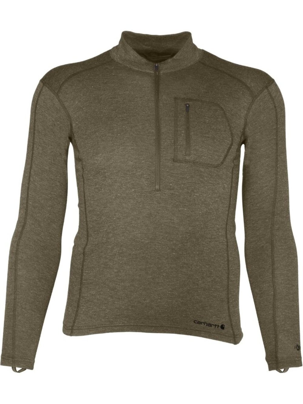 Men's Midweight Merino Wool Blend Quarter-Zip Base Layer Top with Pocket